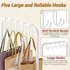 Tall Purse Organizer Stand with 3-Tier Thick Wood + 1-Tier High-Density Mesh, Adjustable Interchangeable, Slim Narrow Freesta