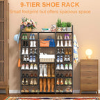 Kottwca 9-Tier Metal Shoe Rack Organizer for 50-55 Pairs - Space Saving Shoe Storage Shelf for Entryway, Closet, Bedroom, Hal