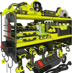 Spampur Power Tool Organizer, 15 Min Quick Assembly & Max 420lb Load by Heavy Duty Metal, 6 Slots for Cordless Drill with 4 O