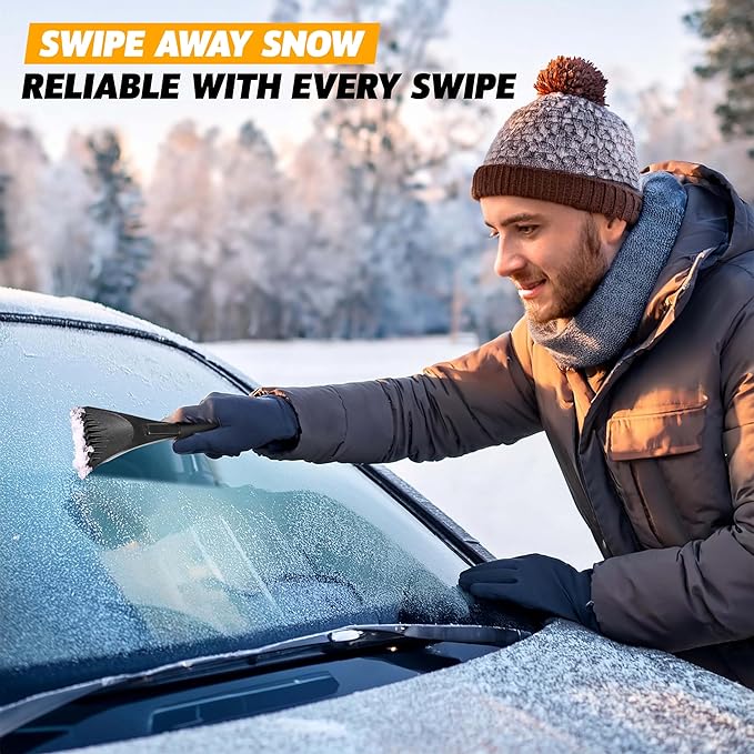 EcoNour Windshield Ice Scraper for Car | 2 Pack Scraper to Remove Snow, Frost, and Ice | Ice Crusher for Car Window with Foam Handle for Perfect Grip | Ice Removal Accessories