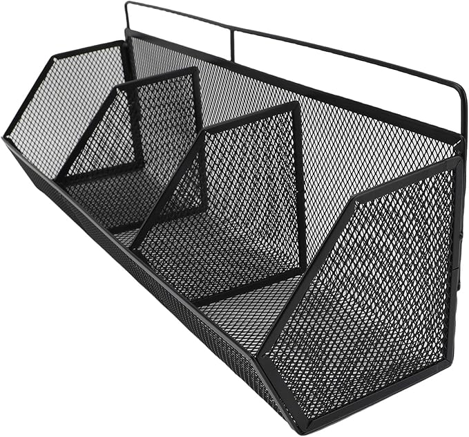 Metal Wire Basket, 3 Grids Wall Hanging Baskets, Wall Mount Slanted Opening Storage Organizer for Kitchen Bathroom Laundry Ro