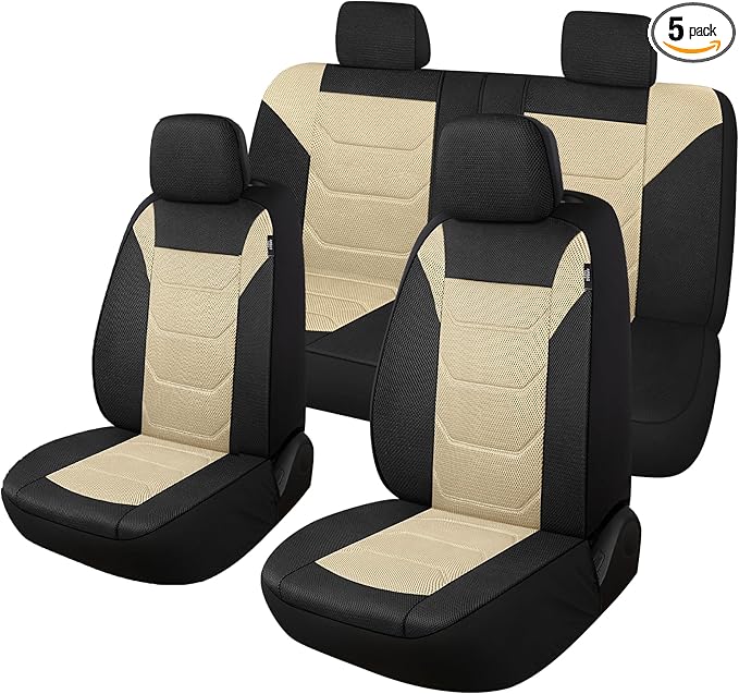 3D Air Mesh Car Seat Cover Full Sets Washable and Breathable Premium Cloth Automotive Vehicle Seat Covers for Cars Interior, 