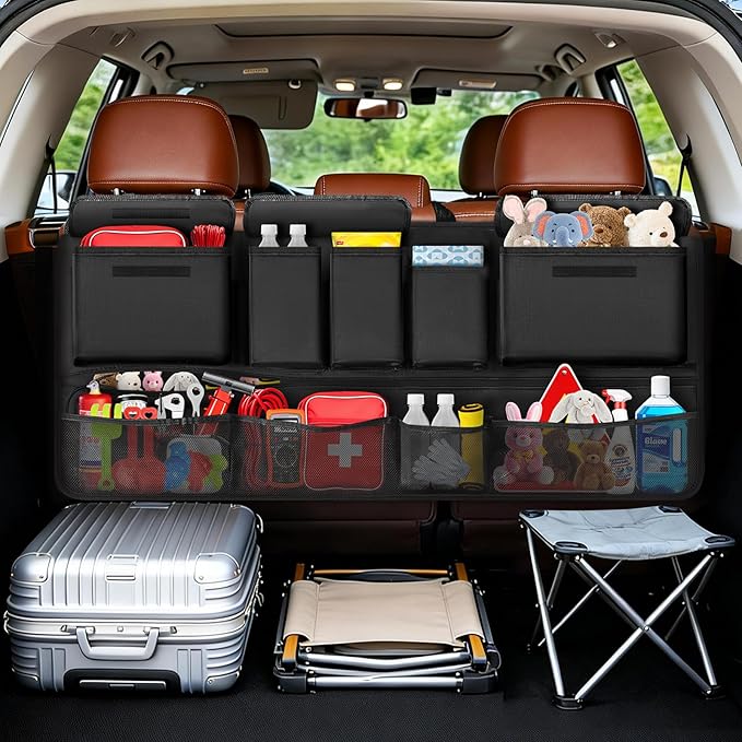 MoKo Trunk Organizer for SUV, Car Organizer with 10 Pockets Large Capacity & 3 Adjustable Straps for Easy Installation,