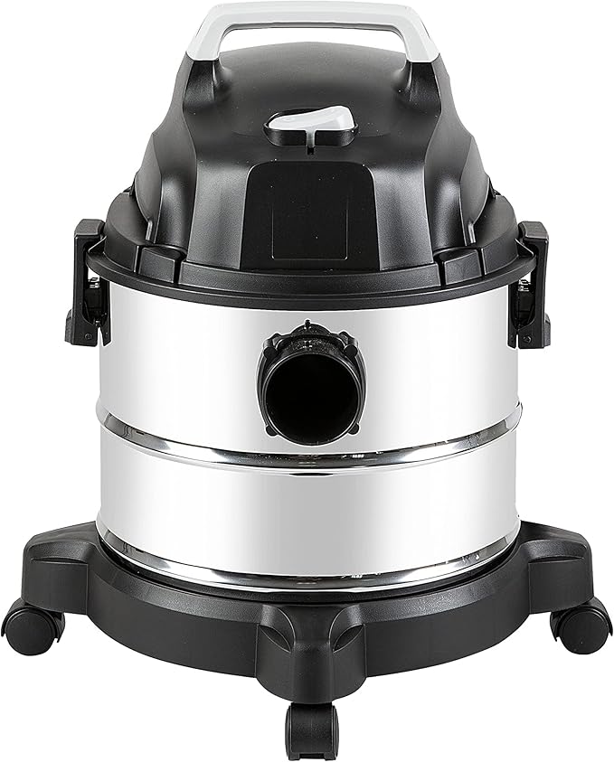 Amazon Basics Wet Dry Shop Vacuum Cleaner, 4 Gallon, 3 HP Stainless Steel, Grey/Black