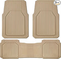 CAR PASS Heavy Duty Rubber Floor Mats for Car, Waterproof Liner Deep Dish Car Mats Full Sets, Universal Trim to Fit for SUV Truck Sedans Vans, All Weather Automotive Floor Mats 3pcs, Solid Beige