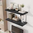 Dreamland 36" Floating Shelves for Wall, 12" Deep Slim Black Floating Shelves, Wall-Mounted Shelves for Bedroom, Living Room,