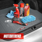 Motor Trend FlexTough™ Heavy Duty Gray Rubber Car Floor Mats All Weather & Cargo Liner for SUV Full Set - Universal Trim to Fit Automotive Floor Mat & Trunk Mats for Cars Interior Accessories