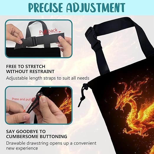 Car Trash Bag Dragon Fire Leak-Proof Car Garbage Bag with Drawstring Foldable Canvas Trash Bin with Adjustable Buckle for Car Accessories, Travelling, Camping