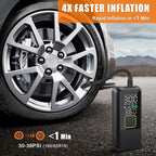 Tire Inflator Portable Air Compressor, 4X Faster 150PSI Smart Air Pump for Car Tires with Digital Pressure Gauge, Portable Fast Tire Inflator for Car, Bike, Motorcycle, Balls