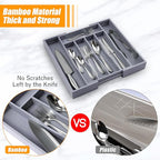 Kitchen Silverware Drawer Organizer and Storage Bamboo Wood Cooking Utensil Holder Cutlery Knife Jewelry Spice Rack Spoon For