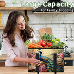 Reusable Grocery Bags Heavy Duty Shopping Bags Foldable Large Tote Bags with Long Handles & Hard Bottom