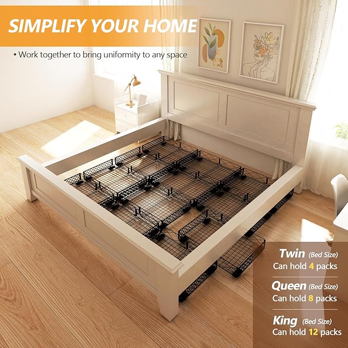 NADAMOO Under Bed Storage with Wheels, 2 Pack Rolling Under Bed Storage Containers，Foldable Metal Under the Bed Organizer Bin