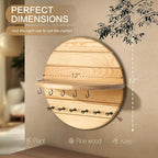 Rebee Vision Pine Wood Key Holder Wall Mount Decorative – Round Wooden Rustic Key Holder for Wall with 11 Hooks and Floating 