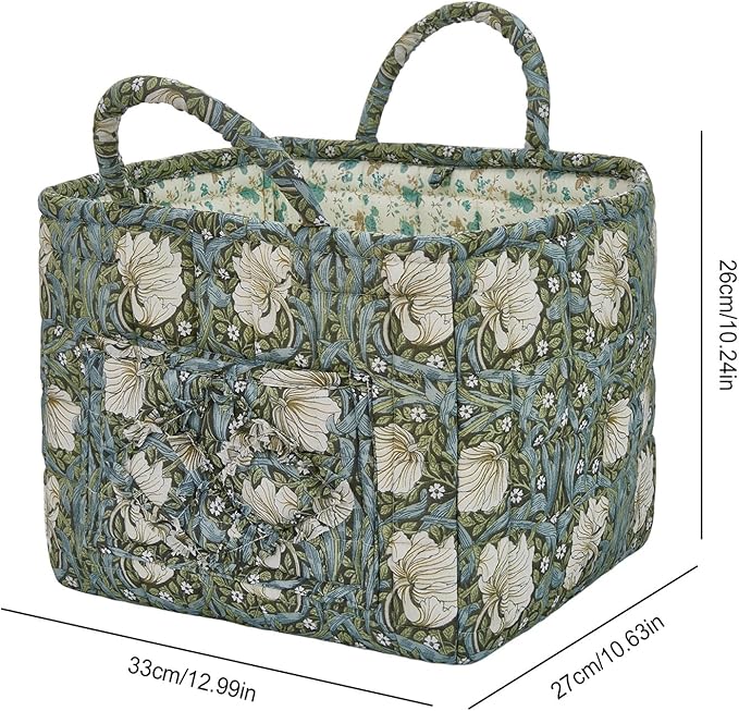 Boho Fabric Storage Basket, Large Capacity Laundry Basket, 12.2'' x 10.23'' x 10.23'' Collapsible Laundry Hamper with Easy Ca