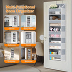 Over The Door Organizer - Over Door Storage Organizer with 5 Large Pockets & 10 Mesh Side Compartments - Heavy-Duty Hanging S