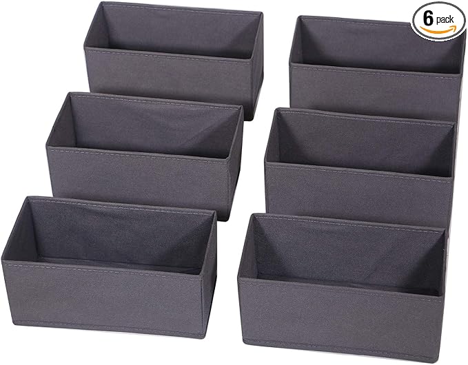 DIOMMELL 6 Pack Foldable Cloth Storage Box Closet Dresser Drawer Organizer Divider Fabric Baskets Bins Containers for Clothes