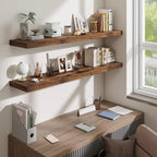 Fun Memories 55 Inch Fireplace Mantel Shelf, 10 Inch Deep Shelves for Display & Wall Storage, Rustic Wood Wall Shelf, Extra L