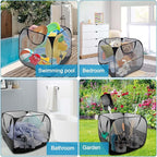 Pop up Pool Toy Storage Bin,32"X32"X30"Pool Float Organizer Bag with 2 Side Pockets Mesh Swimming Pool Toys Organizer with 4 