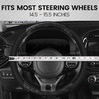 BDK BurlwoodLux Wood Grain and PU Leather Black Steering Wheel Cover - Sport Grip for Car Auto SUV Trucks