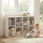 YESHOMY 8-Cube Storage Organizer, 2-Tier White Bookshelf Open Frame, Modern Bookcase Display Shelf with Adjustable Shelves fo