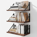 Floating Shelves for Wall, 15.7W x 8D Wide Bookshelf with Brackets Set of 3, Wood Wall Mounted Shelves for Living Room, Kitch