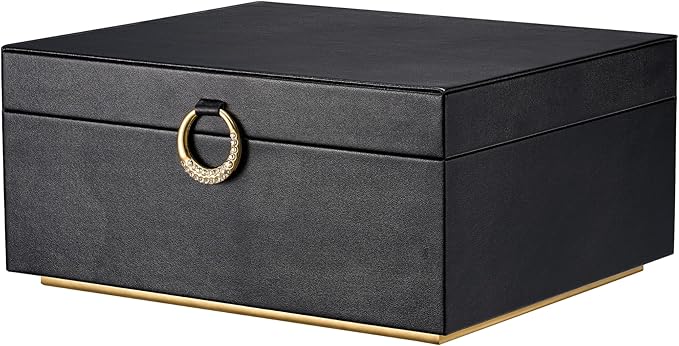 pickpiff 2 Layer Jewelry Box Organizer for Women, Jewelry Organizer with Handle & Removable Tray, Necklace Holder Ring Earrin