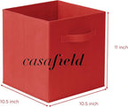 Casafield Set of 6 Collapsible Fabric Cube Storage Bins, Red - 11" Foldable Cloth Baskets for Shelves, Cubby Organizers & Mor