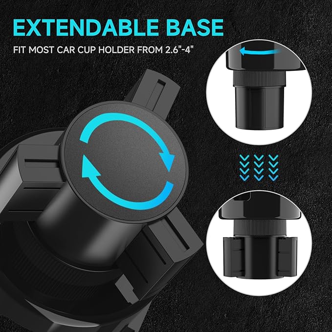 DYLEN Car Cup Holder Tray, Cup Holder Expander Adapter for Car, 9.5” Detachable Car Food Tray Table for Eating, Road Trip Ess