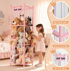 LAMU Stuffed Animal Storage, Wooden Zoo Stuffed Animal Holder with Elastic Cords, Space Save Toy Organizer, Extra Large Capac