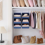 GRANNY SAYS 3-Shelf Closet Organizers and Storage, Foldable Hanging Closet Organizer, Closet Hanging Shelves with 2 Metal Hoo
