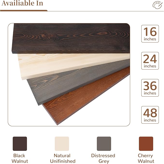Marsmiles Wood Floating Shelves | Rustic Mahogany Wood Wall Shelves Set of 2 | 16" W x 6.7" D Wooden Floating Shelves for Bat