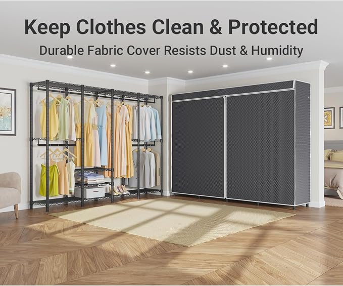 VIPEK V40C Covered Clothes Rack Heavy Duty Clothing Rack with Cover, Custom Freestanding Closet Portable Wardrobe Closet for 