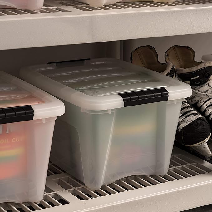 IRIS USA 19 Qt Stackable Plastic Storage Bins with Lids, 6 Pack - BPA-Free, Made in USA - Discreet Organizing Solution, Latch