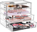 Sorbus Acrylic Makeup Organizer Set, 4-Drawer Vanity & Countertop Cosmetic Storage with Wide Drawers, Clear Makeup Storage fo