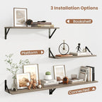 Axeman Floating Shelves for Wall 24 Inch | 24W x 8D Rustic Grey Floating Shelves Set of 2 | 8 Inch Deep Wall Shelves for Bath