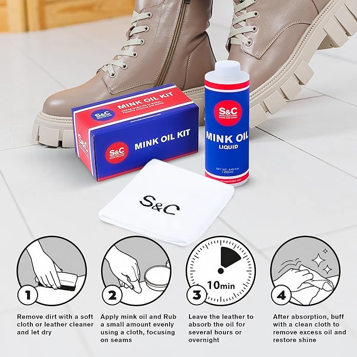 Stone and Clark Mink Oil for Leather Boot - Leather Conditioner & Protector for Boot, Belt, Saddle, Baseball Glove & Purse