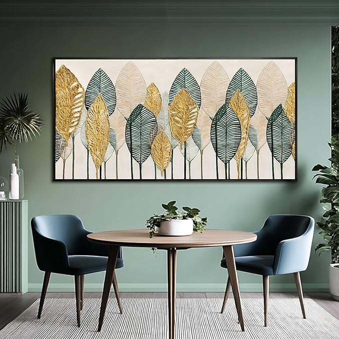 CHUDANHAO Vintage Wall Decor Gold Foil Wall Art Abstract Home Decorations Textured Artwork for Walls 24"x48" Pictures for Bed