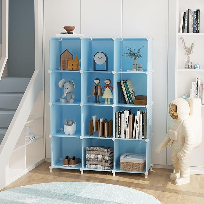 AWTATOS Cube Storage Organizer Protable Closet Organizers and Storage for Kids DIY Stackable 12 Cube Storage Shelves Clothes 