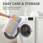JMvicyroam 115L Extra Large Blanket Basket for Living Room - Woven Cotton Rope Laundry Hamper with Reinforced Handles - Stora