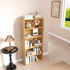 5 Tier Book Shelf,Wooden 5 Cube Storage Organizer,5 Tier Low Bookcase Storage Display Organizer, 54 Inch Versatile Cubes Shel