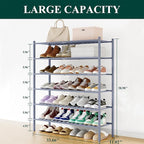 Smiry Shoe Rack, 6 Tier Long Bamboo Shoe Organizer, Stackable Free Standing Wooden Shoe Storage Shelf for Closet, Entryway, F