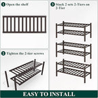 Smiry Shoe Rack, 6 Tier Bamboo Shoe Organizer, Stackable Free Standing Wooden Shoe Storage Shelf for Closet, Entryway, Front 