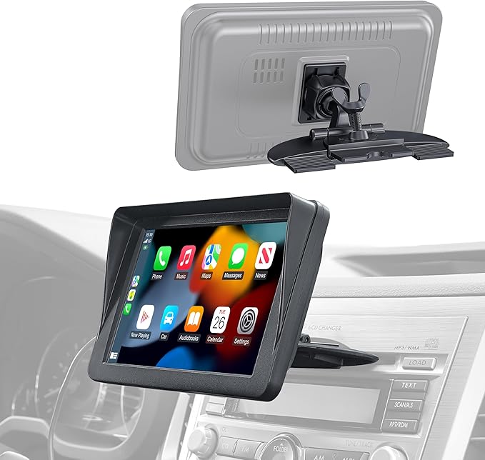 1Zero CD Slot Mount for CarPlay Screen, 360° Rotation Tool-Free Installation CarPlay CD Mount Compatible with 7-11 Inch Portable Car Play Screens & GPS Navigation