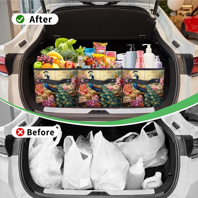 Reusable Grocery Bags Heavy Duty Shopping Bags Foldable Large Tote Bags with Long Handles & Hard Bottom