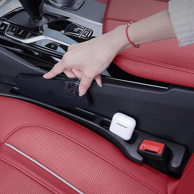 2Pcs Car Seat Gap Filler Organizer Compatible with Explorer, Soft Foam Seat Side Gap Filler with Storage Avoids Things Falling, Fill the Gap Between Seat and Console