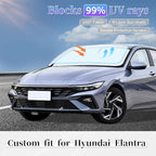 Sun Shade Sunshade for Hyundai Elantra 2021-2024 2025 2026 Windshield Cover, 4-Layer Front Window Shade Custom fit Elantra Sun Visor 240T Retractable Shade Blocks UV Rays Cooler Car Accessorie