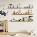 Fun Memories Picture Ledge Shelf, 40 Inch Floating Shelves Set of 2, Large Nursery Book Shelves for Toys Storage, Kids Booksh