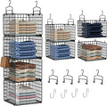 Hanging Closet Organizer, 4 Tier Metal Closet Organizers and Storage with 4 Hanging Hooks 4 S-Hooks for Wardrobe Laundry Room