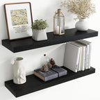 36 Inch Floating Shelves for Wall, 8 Inch Deep Floating Shelf for Storage & Display, Rustic Wall Mounted Shelf with Invisible
