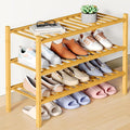 Smiry Bamboo Shoe Rack for Closet, 3 Tier Wooden Stackable Shoe Organizer, Free Standing Shoes Storage Shelf for Entryway, Fr